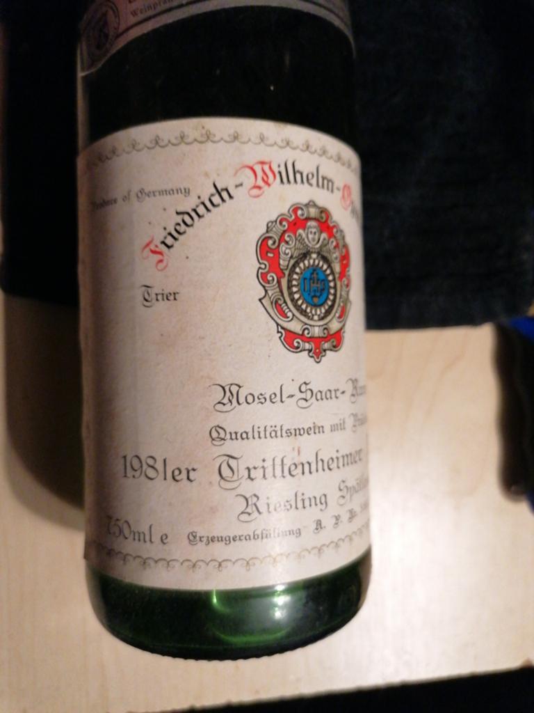 1981 Trittenheimer Apotheke Riesling Spätlese, Ophalen, Gebruikt, Overige gebieden, Witte wijn