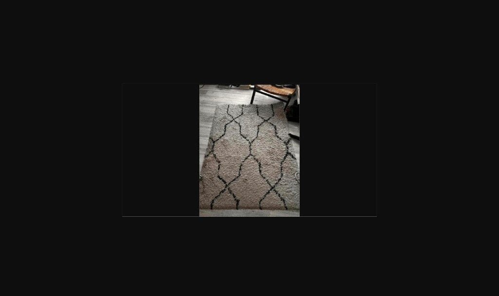 IKEA Vindum vloerkleed hoogpolig 170x240 beige zwart, Ophalen, Gebruikt, Beige, 150 tot 200 cm