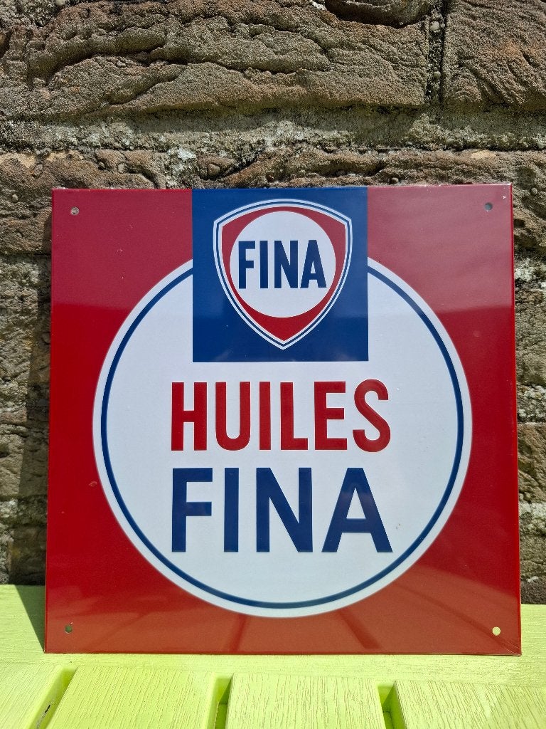 Reclamebord Fina olie + bijhorend boekje, Ophalen of Verzenden, Nieuw, Auto's