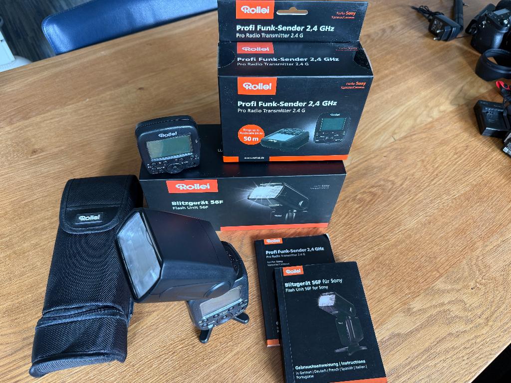 Rollei56F flitser + zender voor SONY toestellen, Ophalen of Verzenden, Nieuw, Overige merken, Kantelbaar