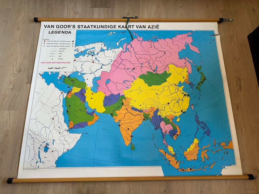 Schoolplaat van Azië, Antiek en Kunst, Antiek | Schoolplaten, Ophalen, Aardrijkskunde