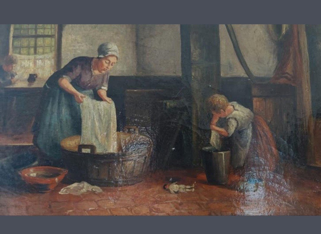 Sfeervol schilderij van J.Brink, Ophalen of Verzenden