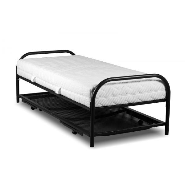 Bed met onderschuifbed, Huis en Inrichting, Ophalen, Zwart, Tweepersoons, 190 cm of minder