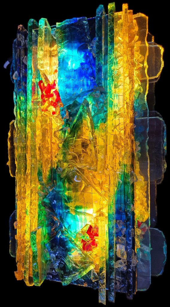 Schitterende vintage Raak wandlamp design Willem van Oyen, Gebruikt, Meerkleurig, Glas, E27 (groot)