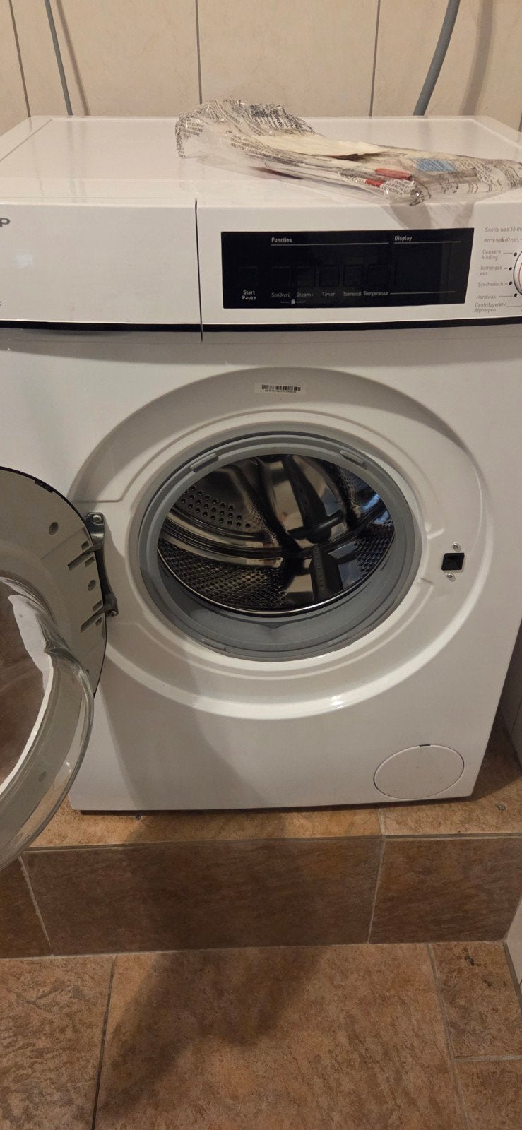 Sharp ES-NFB7141WD Wasmachine - 7kg, 1400 RPM, Witgoed en Apparatuur, Ophalen, Zo goed als nieuw, Voorlader, 85 tot 90 cm