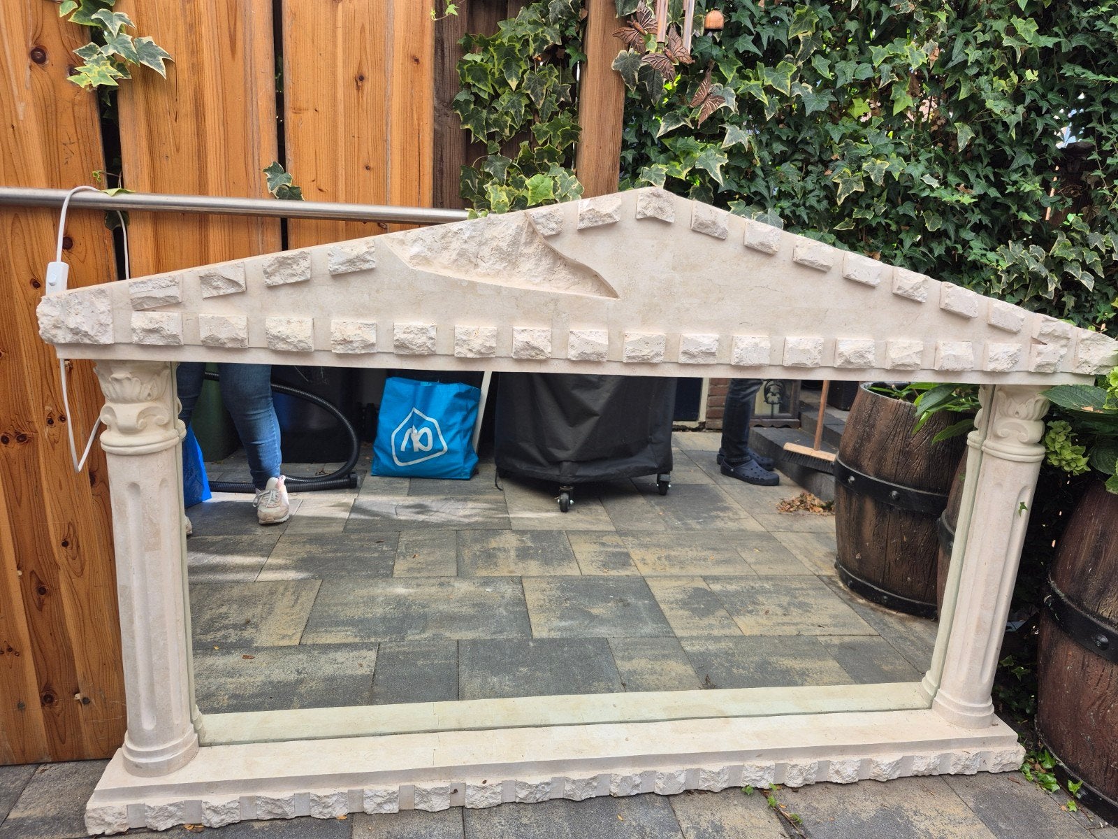 GRATIS Griekse stijl spiegel met zuilen, Ophalen, Rechthoekig, 150 tot 200 cm, 100 tot 150 cm