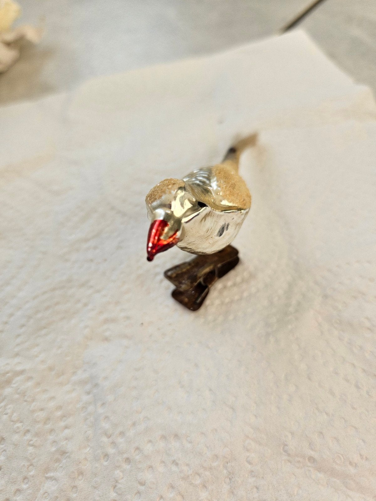 Dit type vintage mercury glass vogeltje is zeer waarschijnli, Ophalen of Verzenden, Gebruikt