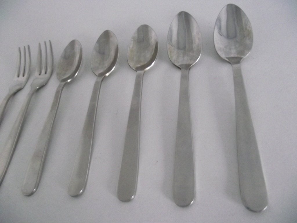 12 vintage Gero Zilmeta 318 mat RVS vork lepel 12cm 1960 p s, Ophalen of Verzenden