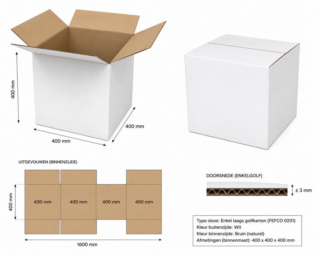 250 x Vouwdoos 400x400x400, Ophalen, Doos, 100 cm of meer, 60 cm of meer