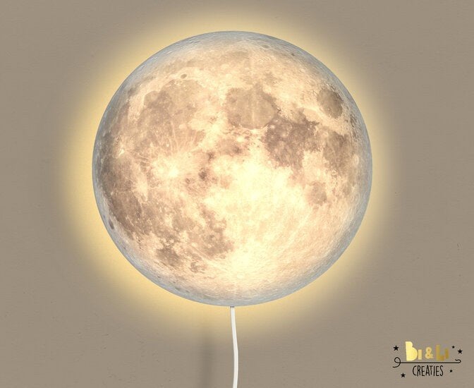 Ronde Wandlamp Maan Little Dreamzzz 30 cm (Ø), Bi & Li Creaties, Nieuw, Ophalen of Verzenden, Bilicreaties@gmail.com