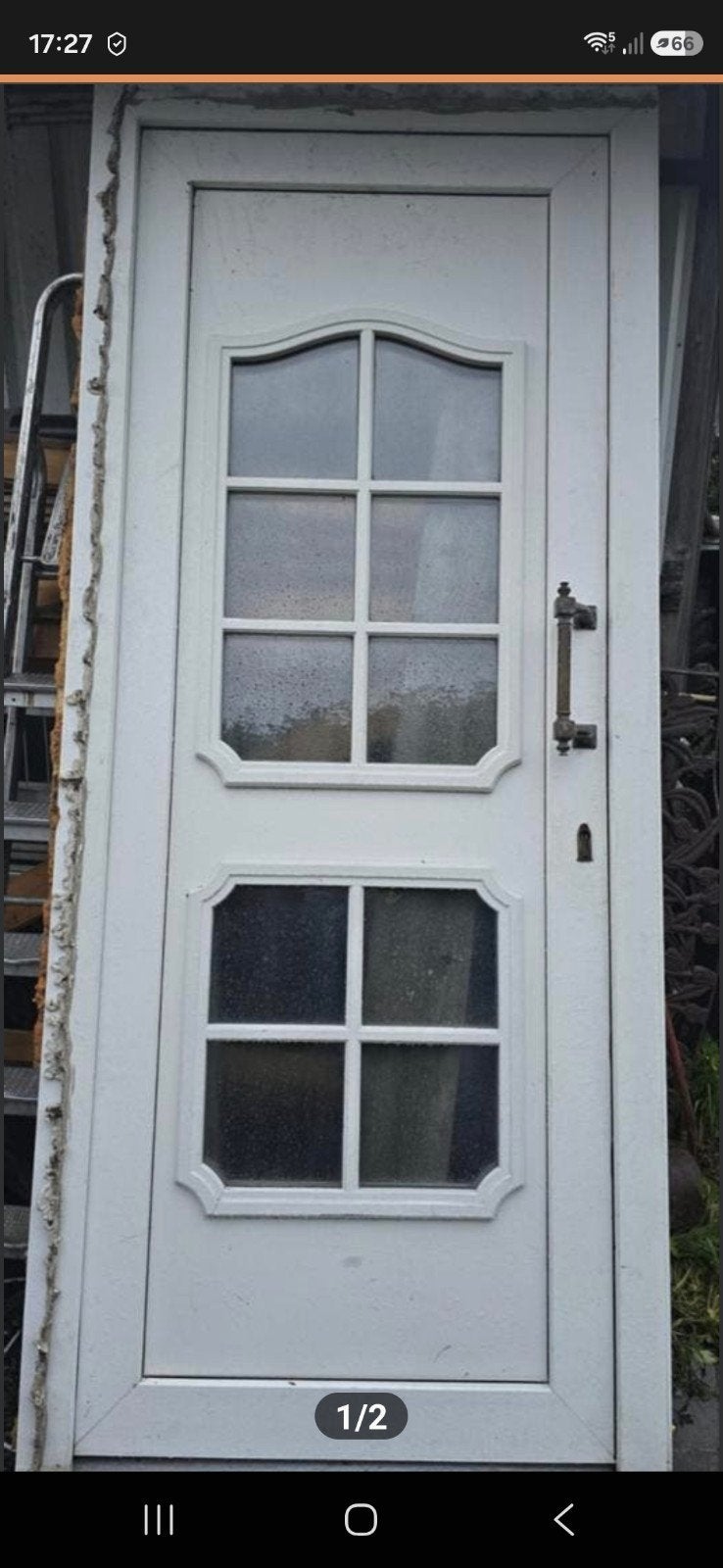 Kunststof voordeur met kozijn en donker glas 230x99, Ophalen