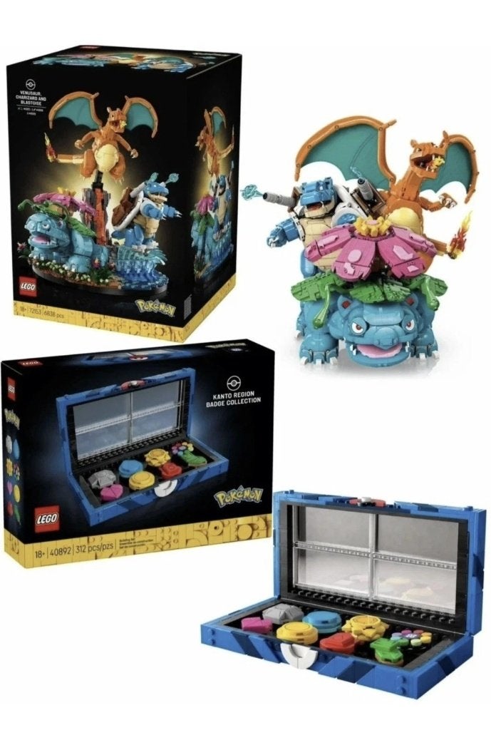 LEGO Pokémon Venusaur, Charizard & Blastoise + Kanto Badge, Lego, Nieuw, Complete set, Compleet