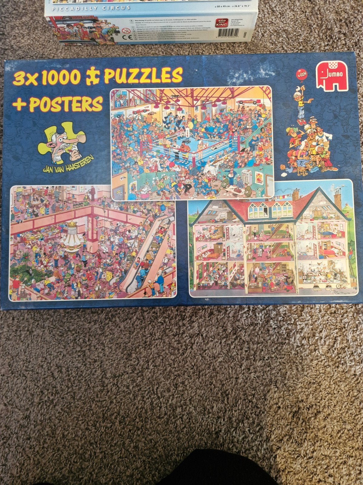 Jan van Haasteren 3x 1000 stukjes puzzels + posters, Ophalen of Verzenden, 500 t/m 1500 stukjes, Zo goed als nieuw, Legpuzzel