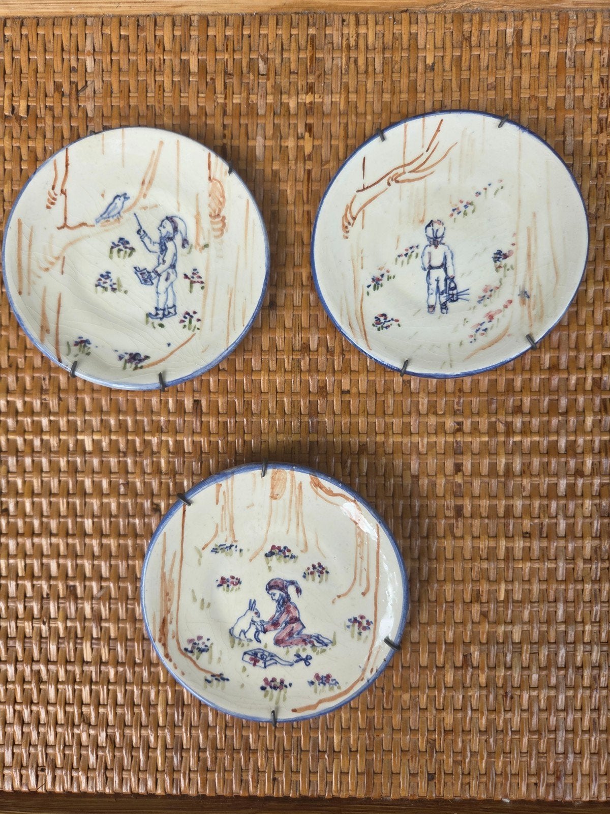 Set van 3 handgeschilderde wandbordjes kabouter, Ophalen of Verzenden
