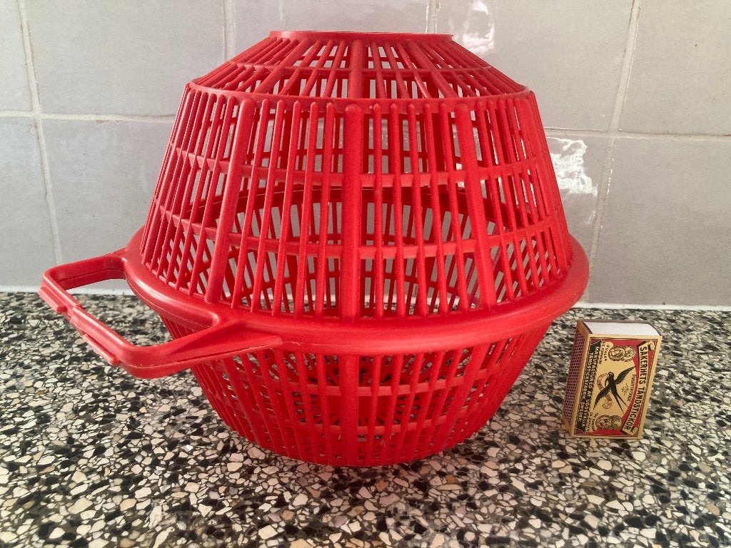Jaren 70 rode slamand eiermand mandje centrifugemandje retro, Kunststof, Ophalen of Verzenden, Rood, Overige typen