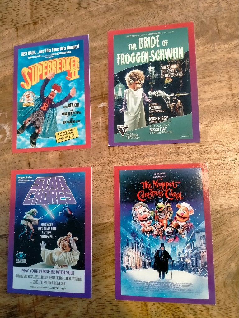 Muppet Cinema Jim Henson's muppets trading cards kaartjes, Verzamelen, Film en Tv, Verzenden, Gebruikt, Foto of Kaart
