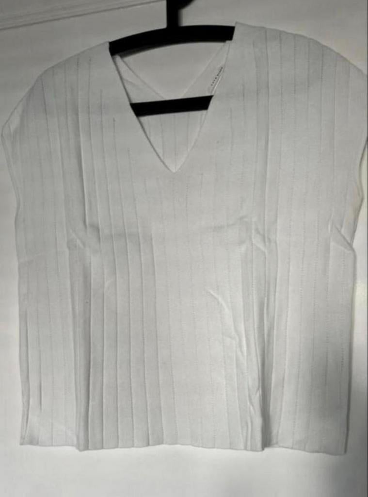 Yaya oversized v-hals top met ribbel motief, Maat 38/40 (M), Wit, Ophalen of Verzenden, Zo goed als nieuw