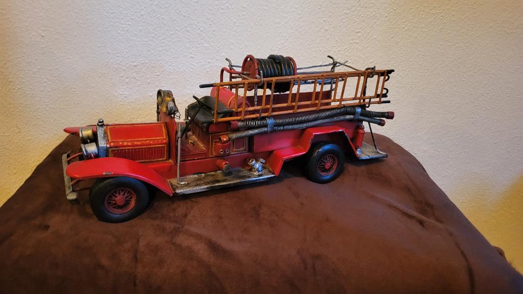 Mooie grote blikken brandweerauto (32 cm) – metaal, Ophalen of Verzenden