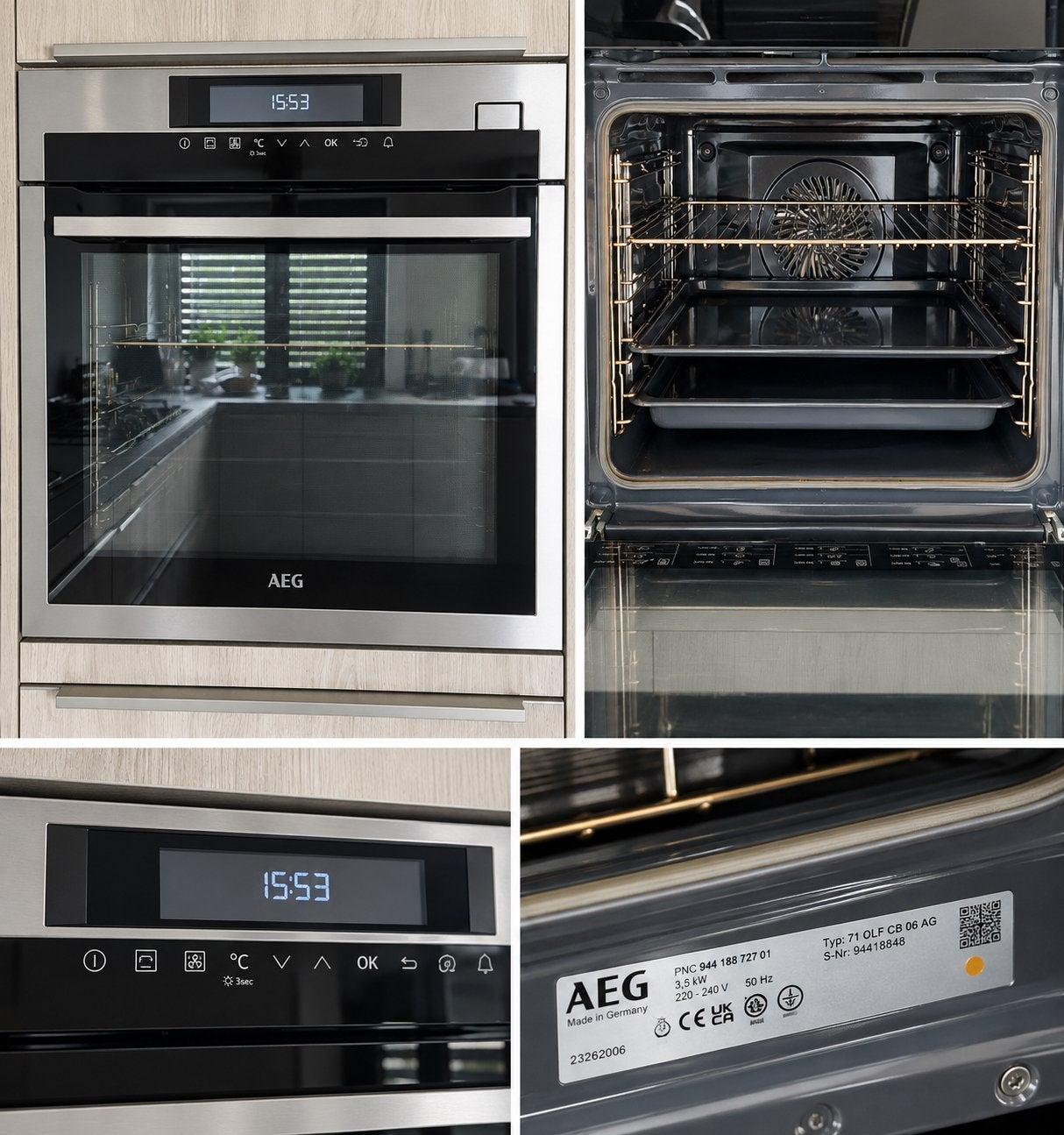 AEG Inbouw Heteluchtoven, Ophalen, 60 cm of meer, Inbouw, 55 tot 60 cm