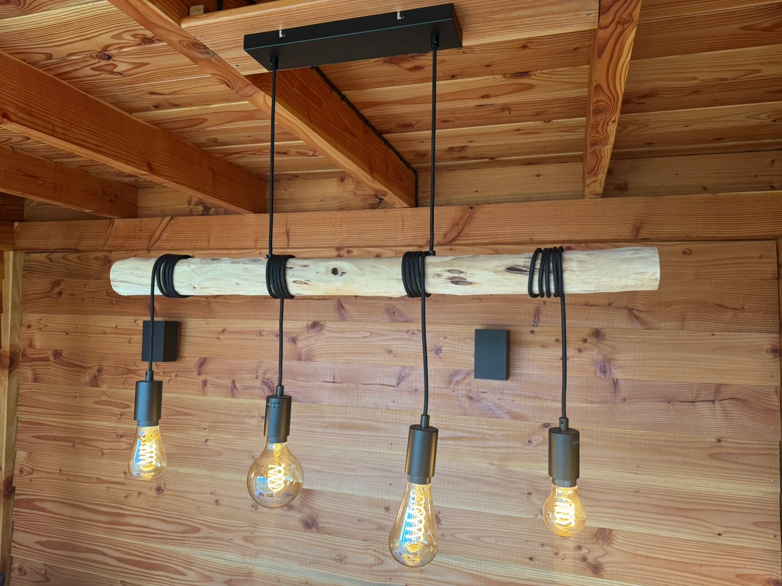 Hanglamp hout / tak 90 cm, Ophalen, Zo goed als nieuw, Hout