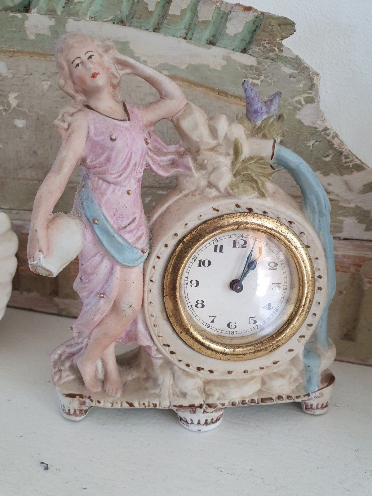 klok met nostalgisch meisje porselein, Ophalen of Verzenden