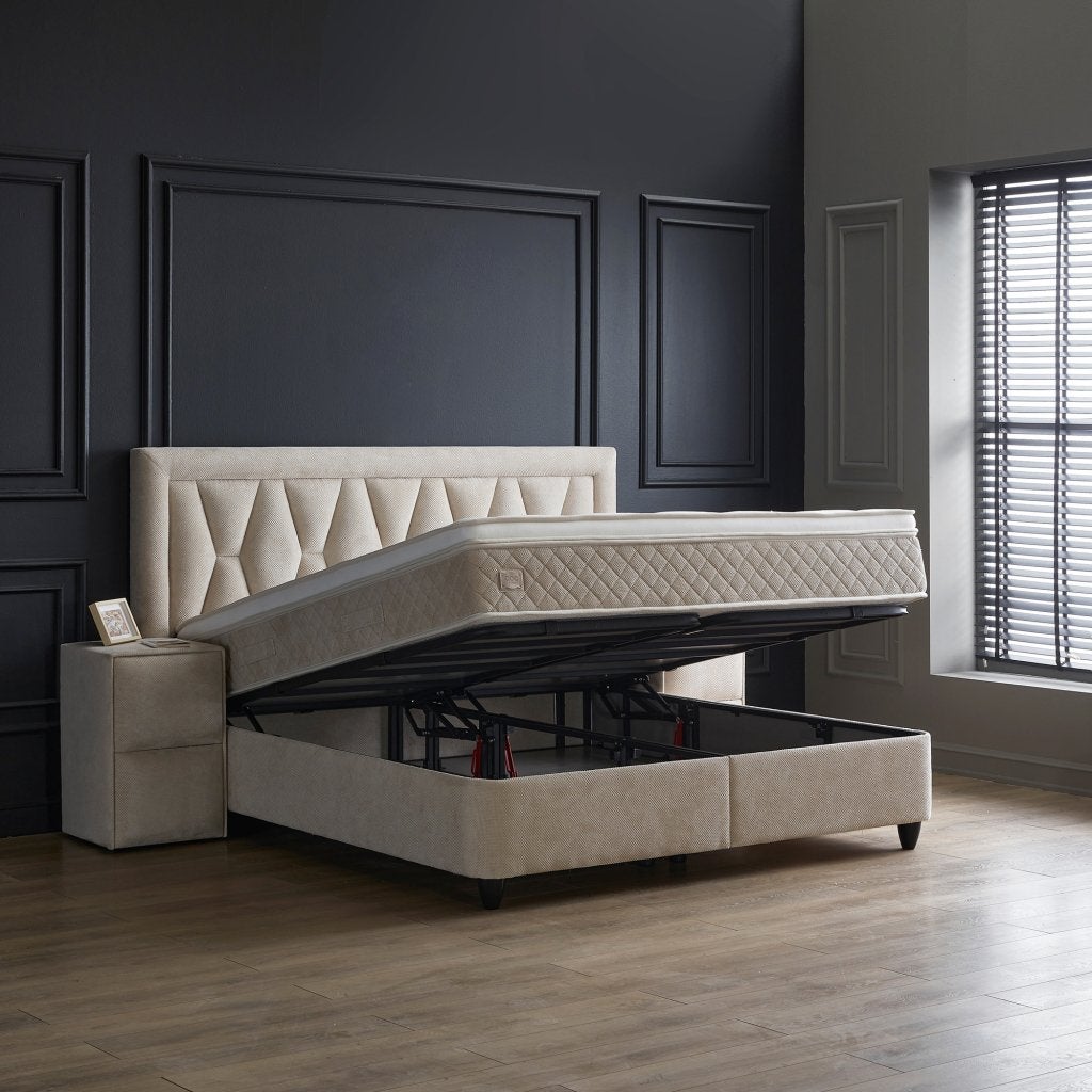Azura 2-persoons opbergbed - Beige, Niet ingevuld, Niet ingevuld, Niet ingevuld