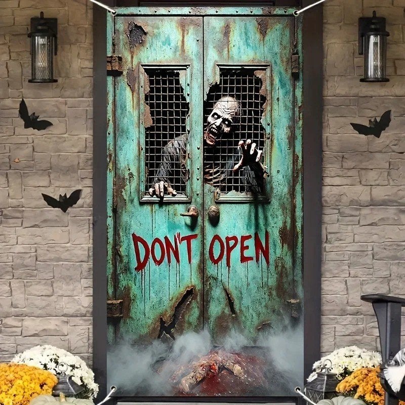 Luxe Halloween deurgordijn - Zombies (180x90cm), Ophalen of Verzenden, Nieuw, Feestartikel, Halloween of Griezel