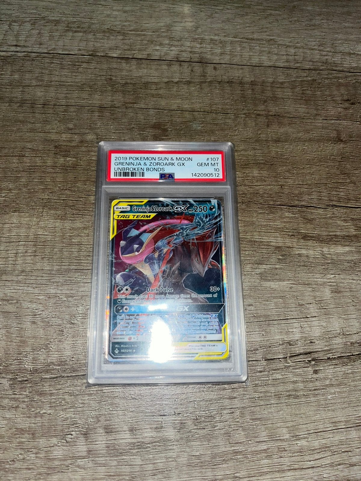 Greninja & Zoroark GX 107/214 PSA 10, Verzenden, Nieuw, Losse kaart, Foil