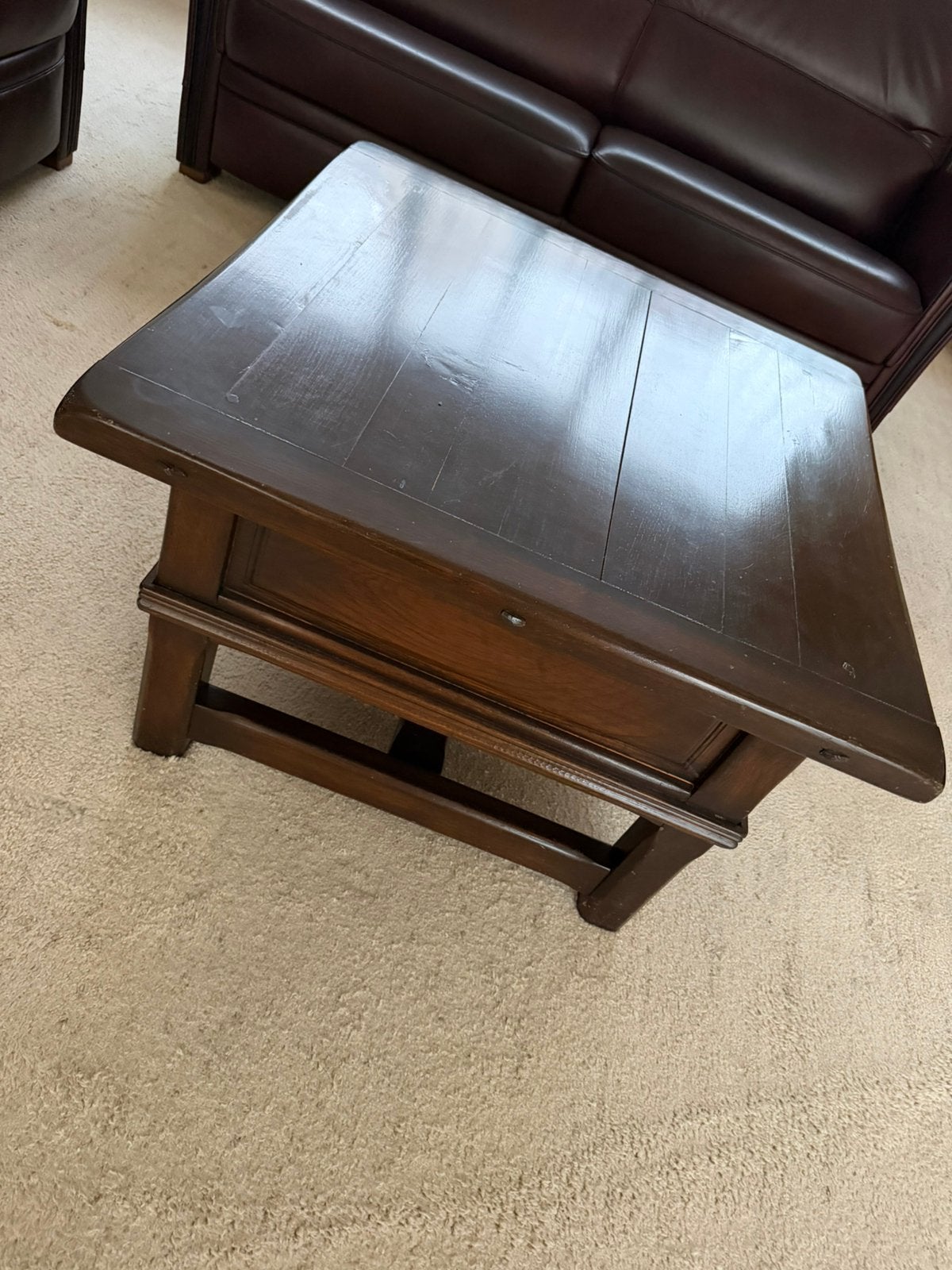 Robuuste salontafel / hoektafel / bijzettafel, Huis en Inrichting, Ophalen, Gebruikt, 50 tot 100 cm, Vierkant