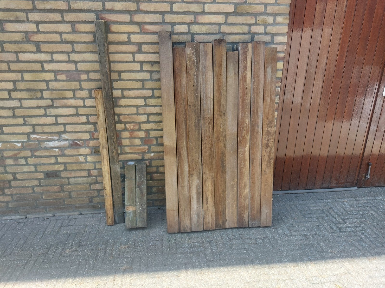 9x Mooie hardhouten balken (merbau)+ 2 kl+2 gr(doug/grenen, Doe-het-zelf en Verbouw, Hout en Planken, Ophalen, 50 mm of meer, Balk