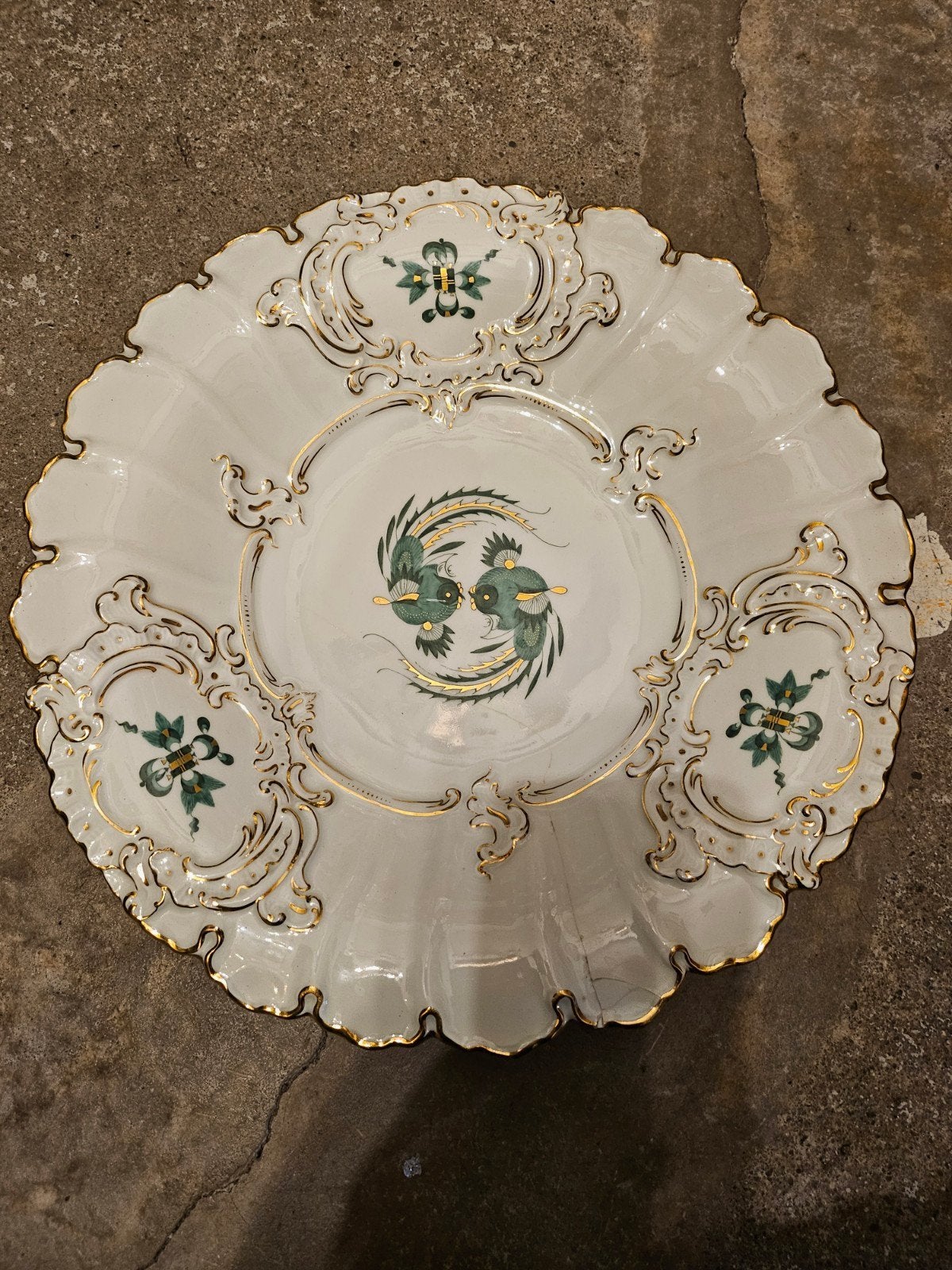 Antieke Meissen porseleinen schaal met vogeldecor, Ophalen of Verzenden