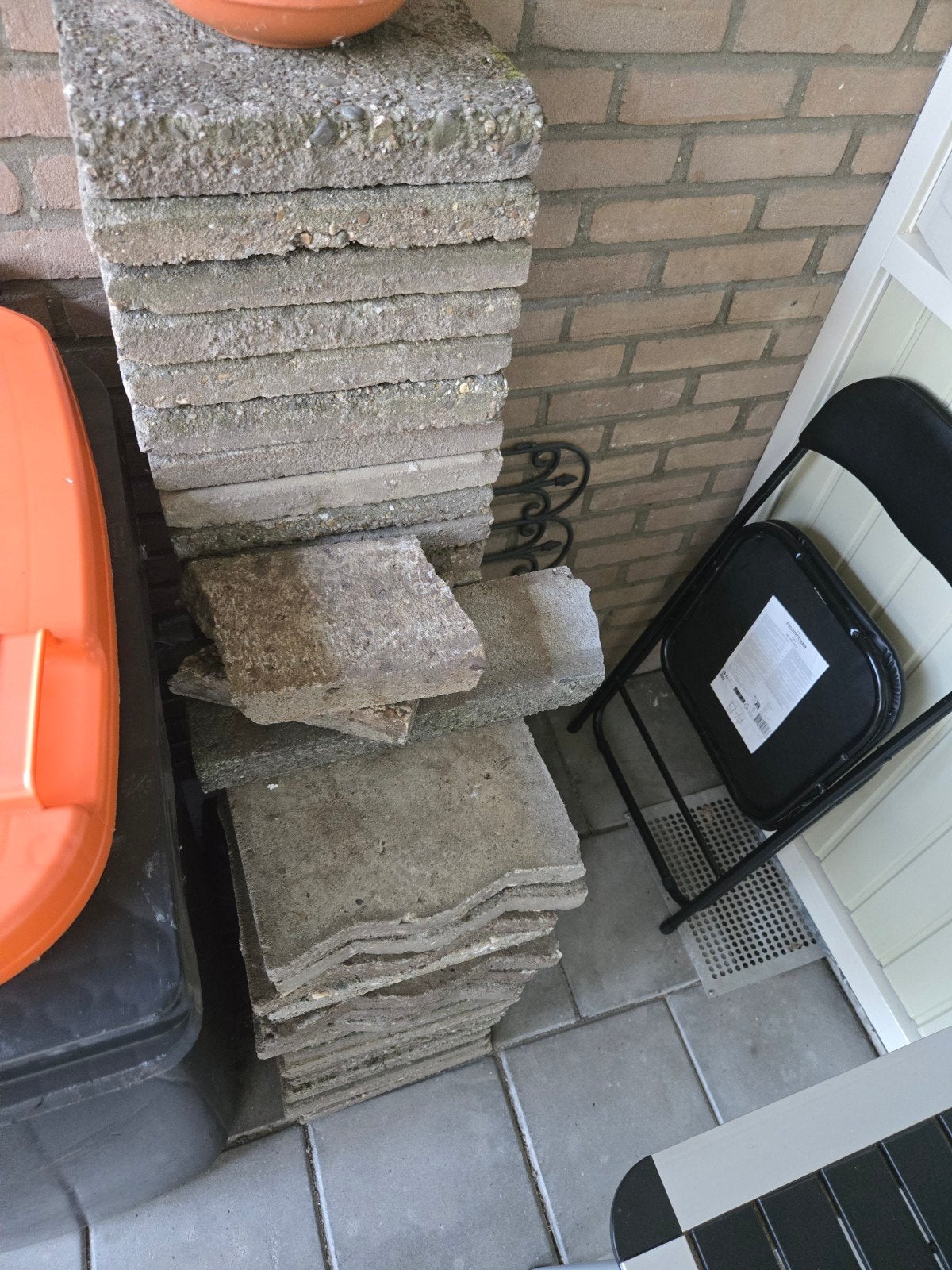 gratis Gebruikte terrastegels van beton, Tuin en Terras, Ophalen, Gebruikt, 5 tot 10 m², Beton