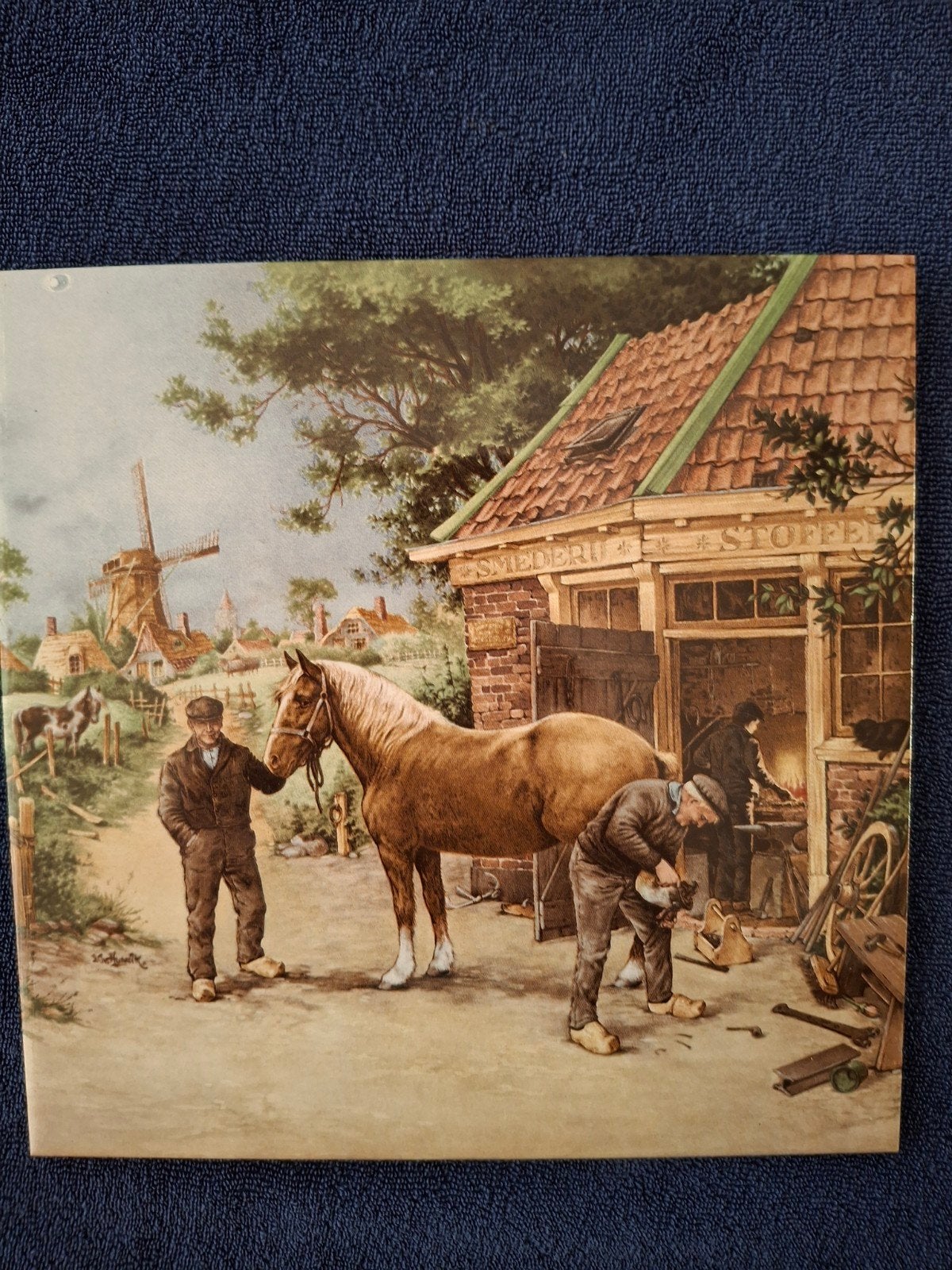 Vintage Mosa Holland Tegel: De Smidse - 15x15 cm, Ophalen of Verzenden