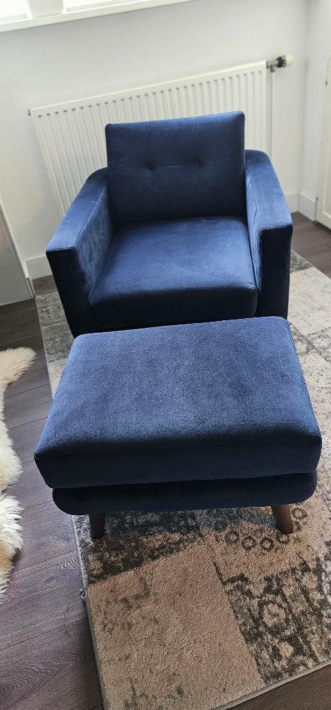 Fauteuil met voetbank, Huis en Inrichting, Fauteuils, Ophalen, Klassiek, Nieuw, 75 tot 100 cm