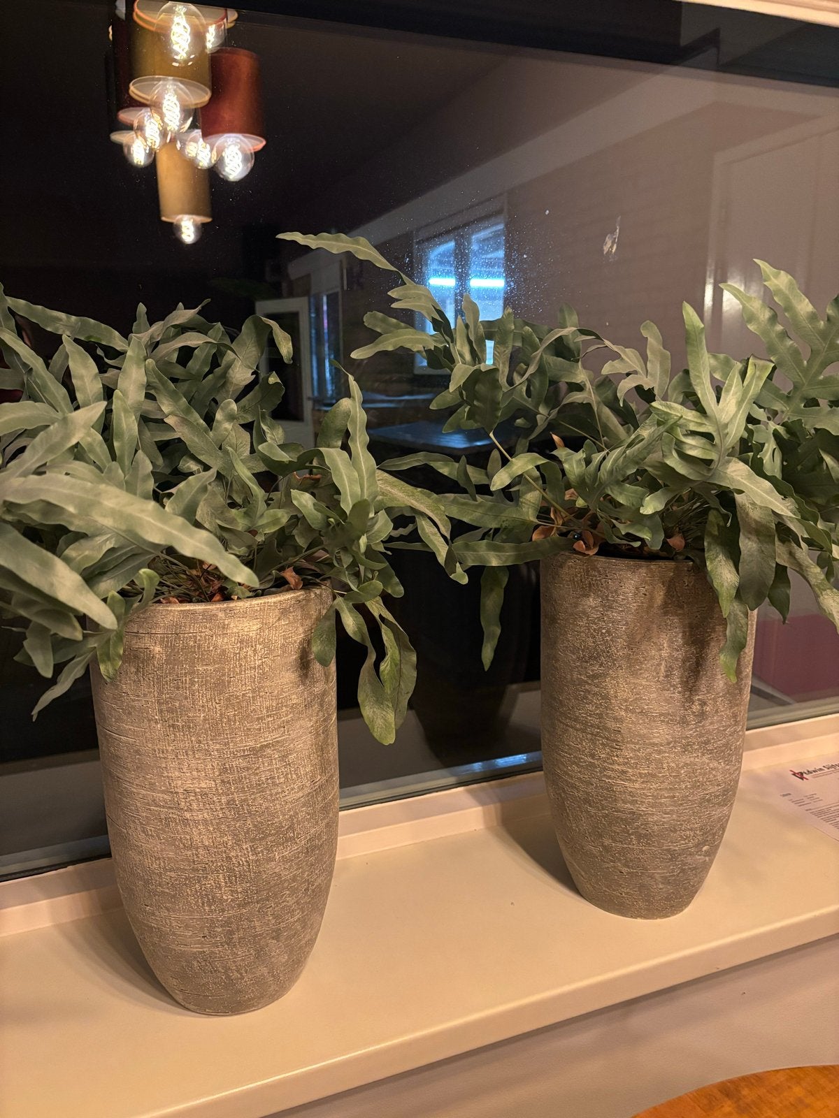 2 grijze bloempotten voor binnen - 40 cm hoog, Ophalen, Rond, Binnen, Zo goed als nieuw