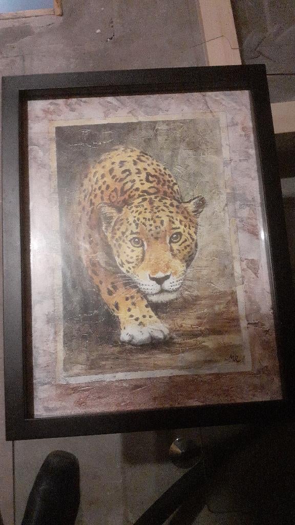 Jaguar prent, Minder dan 50 cm, Gebruikt, Ophalen of Verzenden, Schilderij
