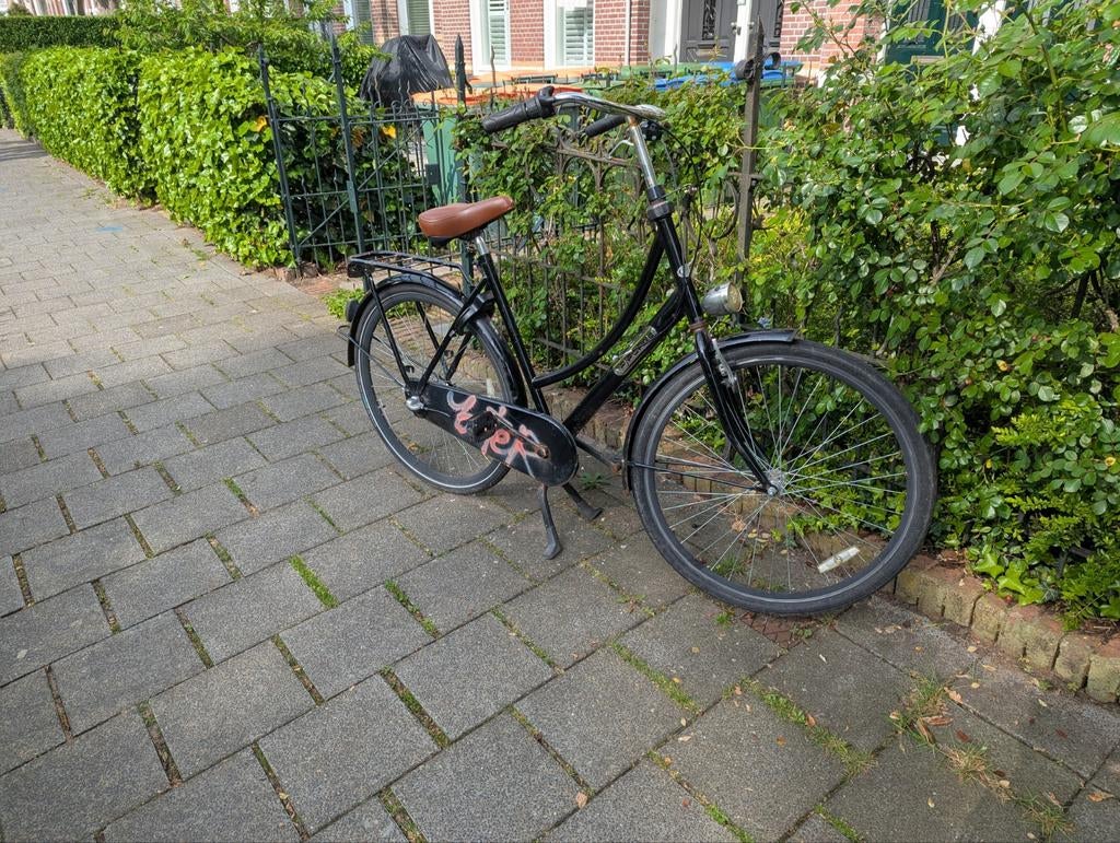 Zwarte damesfiets stadsfiets lage instap en terugtrapem, Fietsen en Brommers, Terugtraprem, Ophalen, Overige merken, 53 tot 56 cm