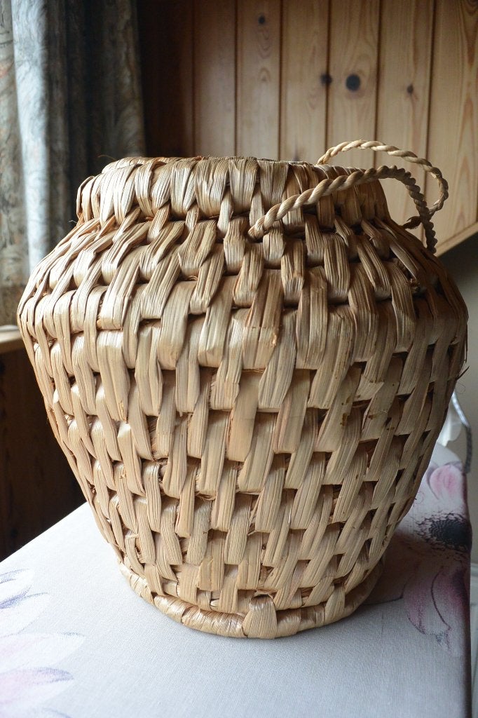 Vintage rotan grote mand, Gebruikt, Mand, Ophalen of Verzenden, Handgemaakt