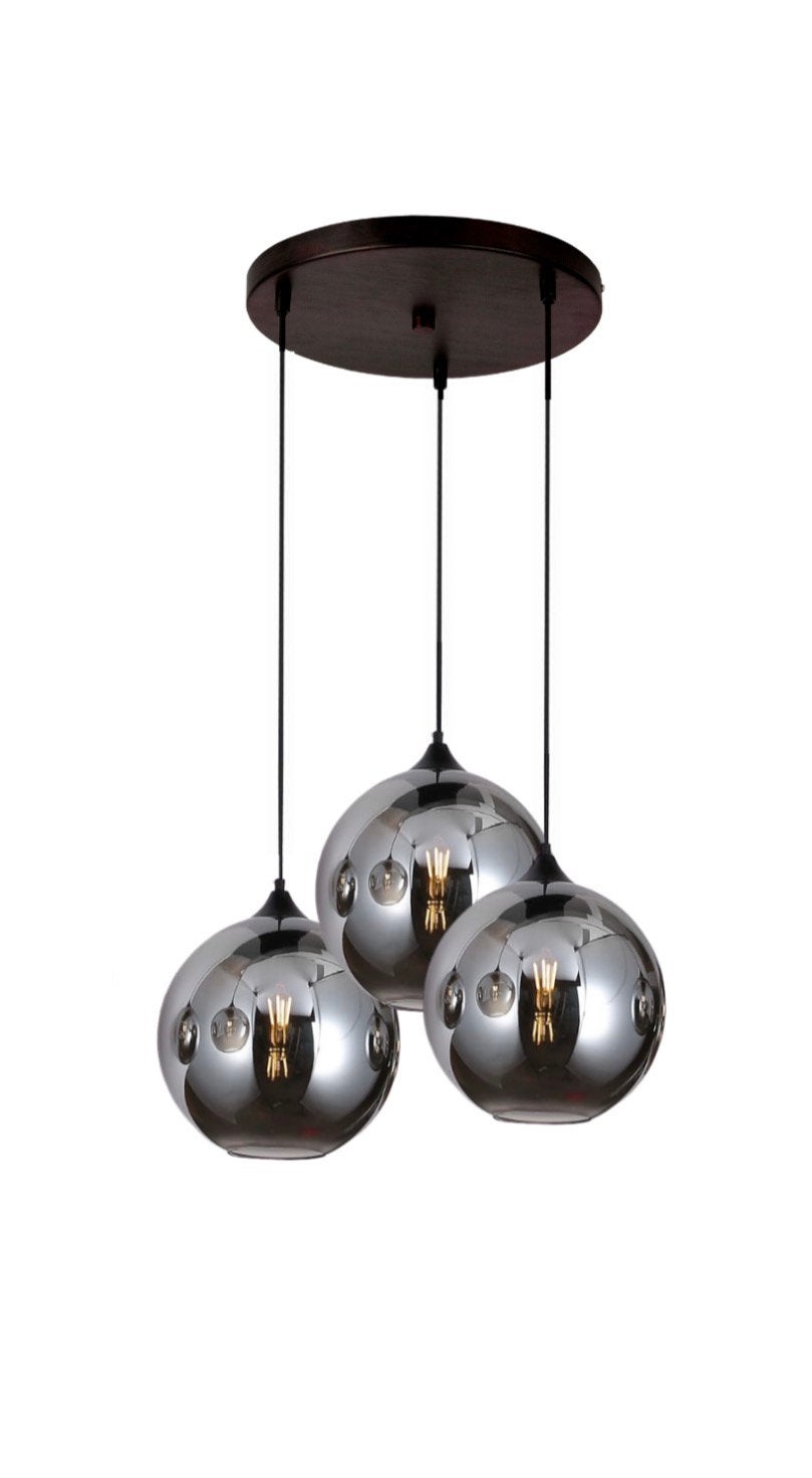 Smoke glass 3 bollen hanglamp, Huis en Inrichting, Ophalen, Zo goed als nieuw
