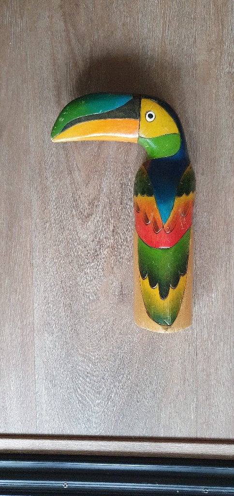 Houten toekan., Ophalen of Verzenden, Gebruikt, Meerkleurig, Hout