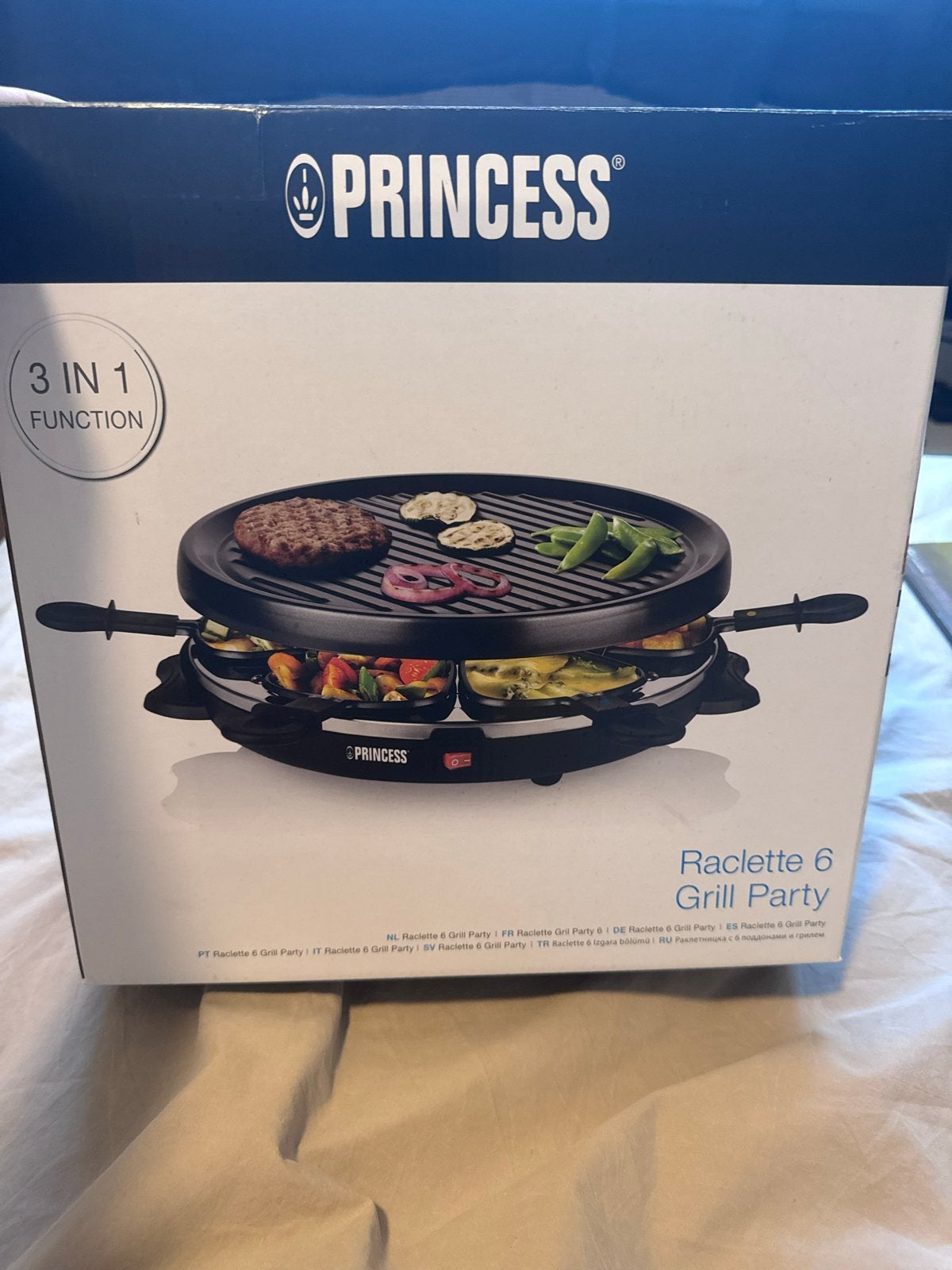 Princess Raclette 6 Grill Party - 3-in-1 Functie, Ophalen of Verzenden, Gebruikt, 4 t/m 7 personen