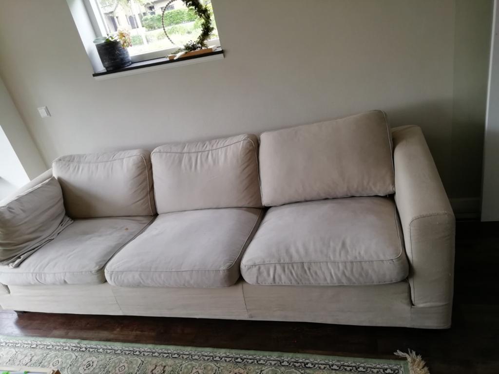 Linteloo beige bank gratis gebruikt, Ophalen, 250 tot 300 cm, Gebruikt, 75 tot 100 cm