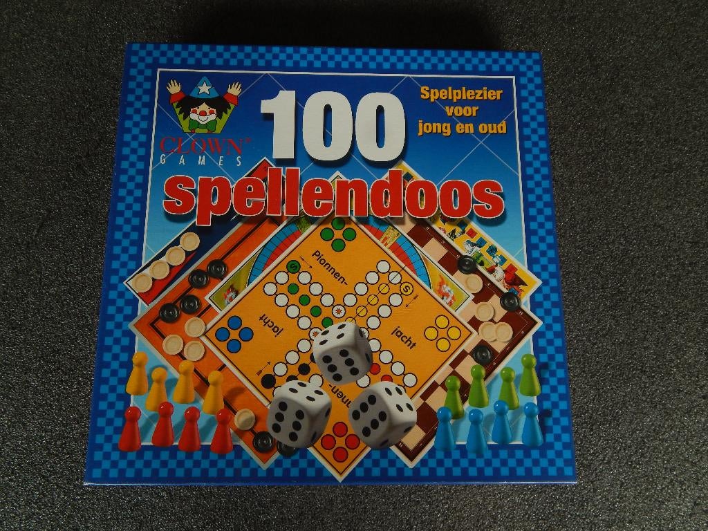 100 Spellendoos, Vijf spelers of meer, Ophalen of Verzenden, Zo goed als nieuw, Clown Games