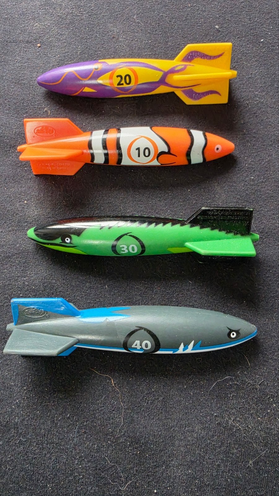 4x Duikspeelgoed Torpedo's - Zwembad Speelgoed, Ophalen of Verzenden, Gebruikt, Duikspeelgoed, Overige merken