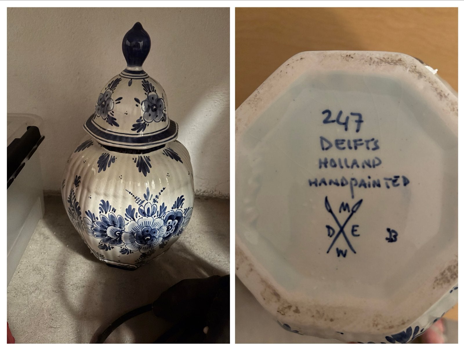 Prachtige handgeschilderde Delfts Hollandse gemberpot, Ophalen