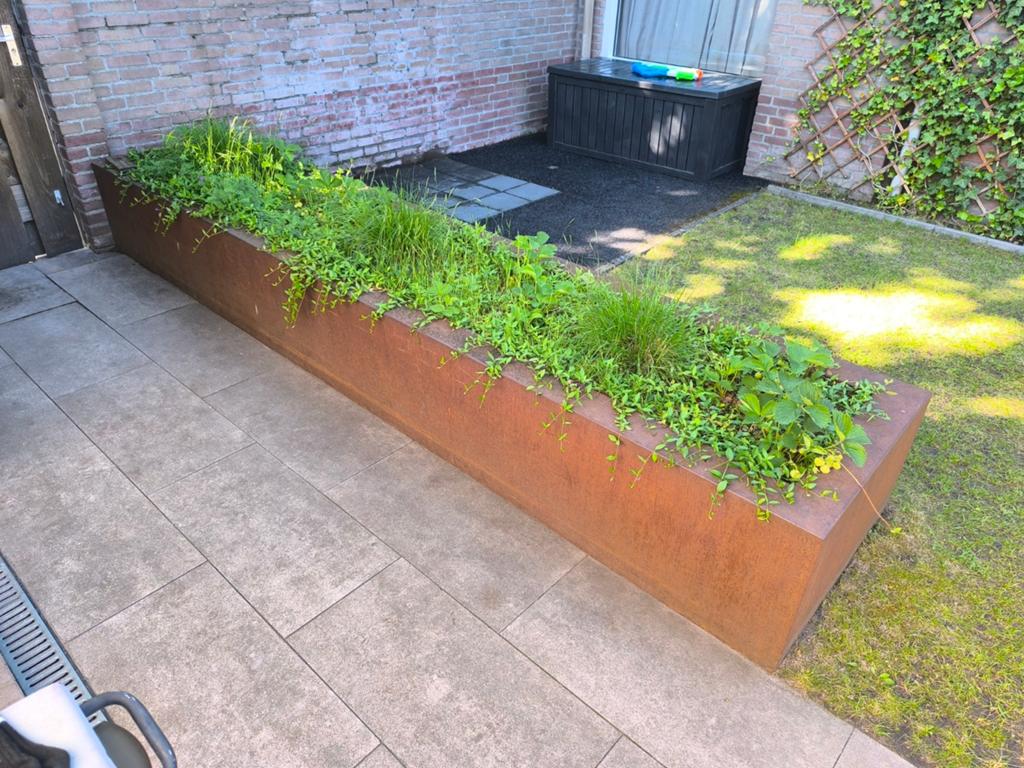 Lange Cortenstaal Bloembak voor Tuin of Terras 390x80x50cm, Ophalen, 100 cm of meer, Zo goed als nieuw, Balkon