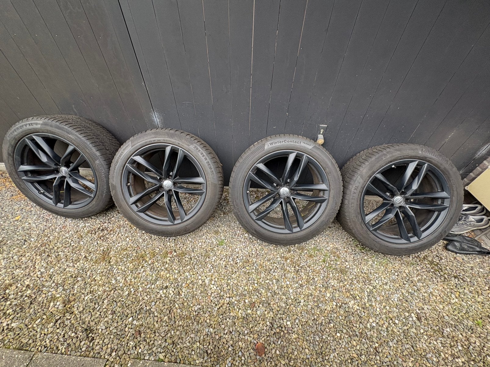 Audi 21 inch velgen met Continetal winterbanden, Ophalen, Gebruikt, 285 mm, Banden en Velgen