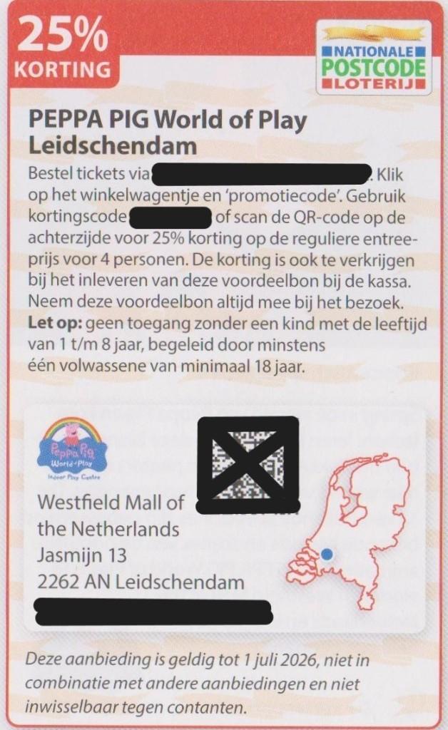 PEPPA PIG World of Play Leidschendam. 25% korting., Drie personen of meer, Kortingskaart