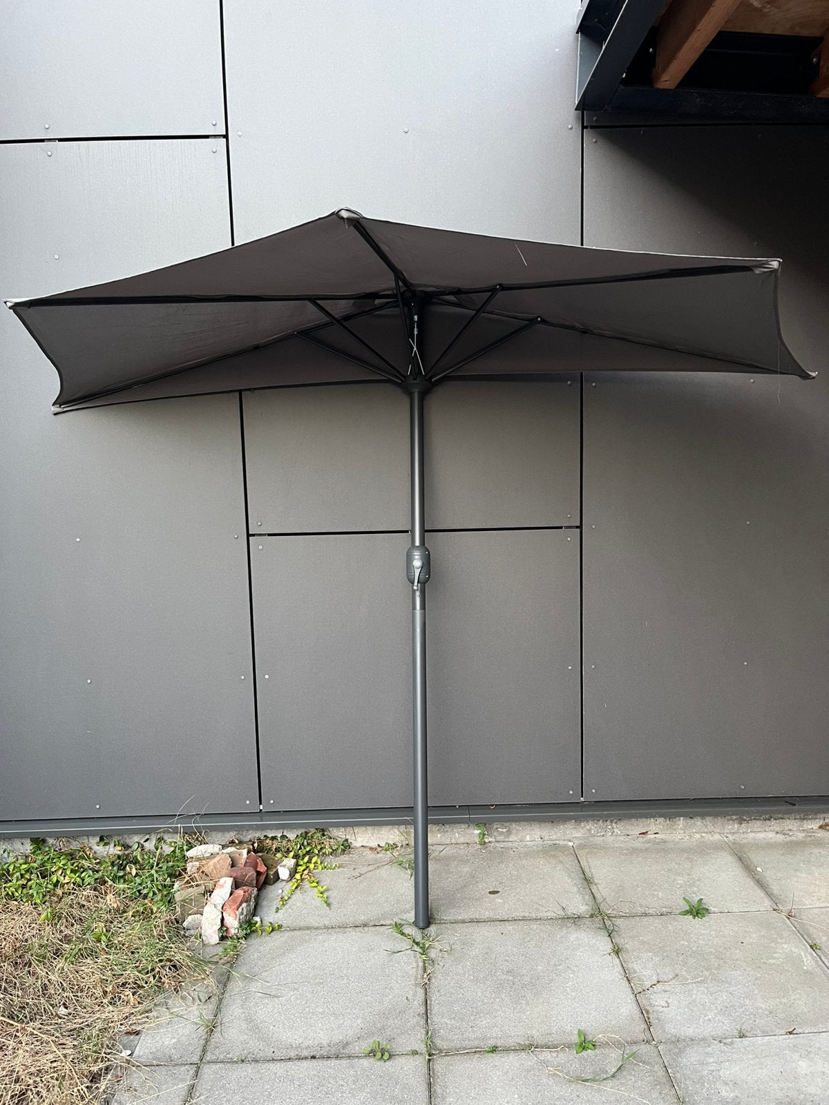 Balkon parasol (half) antraciet, Ophalen, Zo goed als nieuw, 1 tot 2 meter