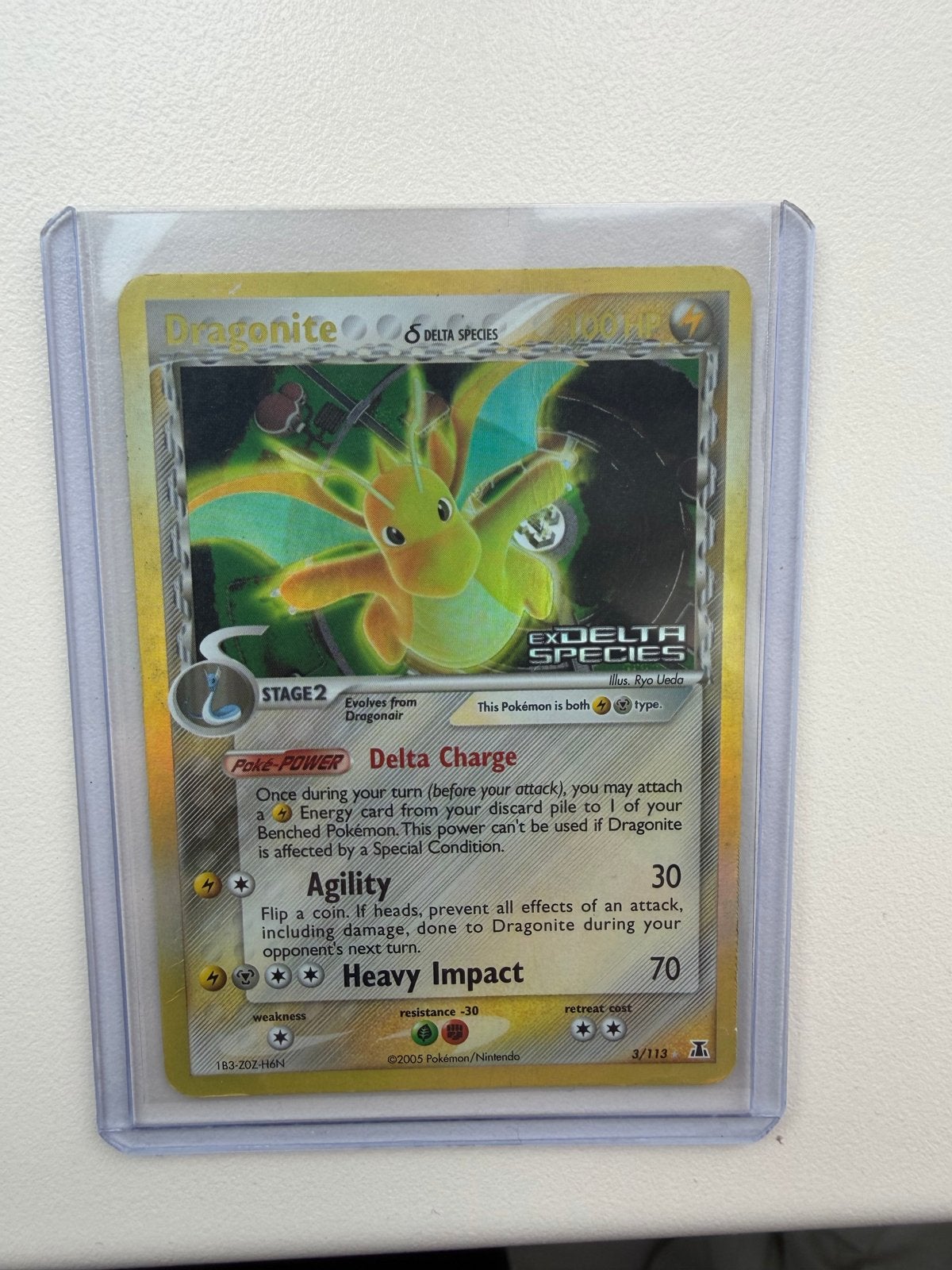 Dragonite δ Delta Species Holo Pokémon Kaart 1/113 EX Delta, Ophalen of Verzenden, Zo goed als nieuw, Losse kaart, Foil